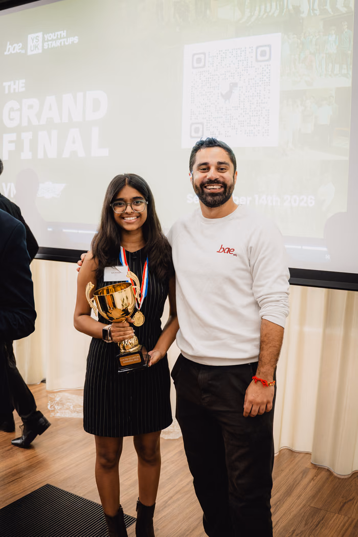 A finalist with her trophy.